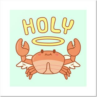 Cute Angel Wings Halo Holy Crab Pun Posters and Art